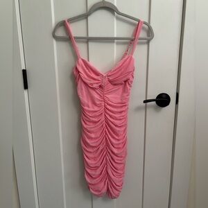 Hello Molly Pink Ruched Mini Dress
